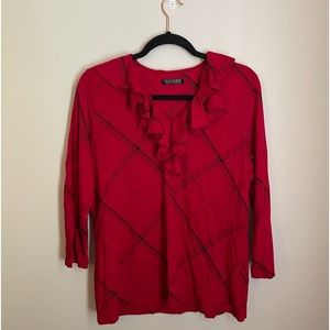 🖤❤️LAUREN Ralph Lauren red plaid ruffled top blouse ❤️🖤